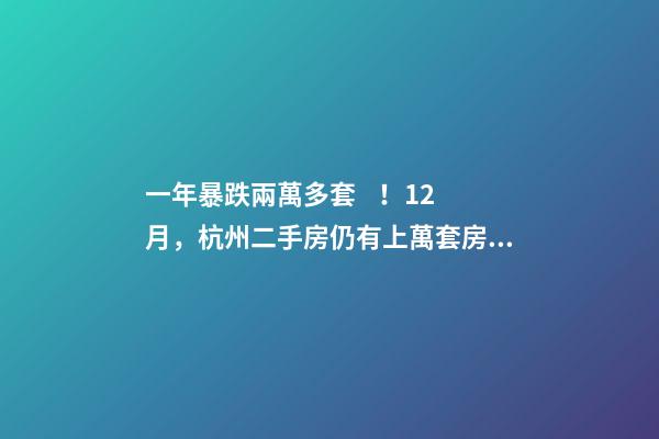 一年暴跌兩萬多套！12月，杭州二手房仍有上萬套房源降價(jià)